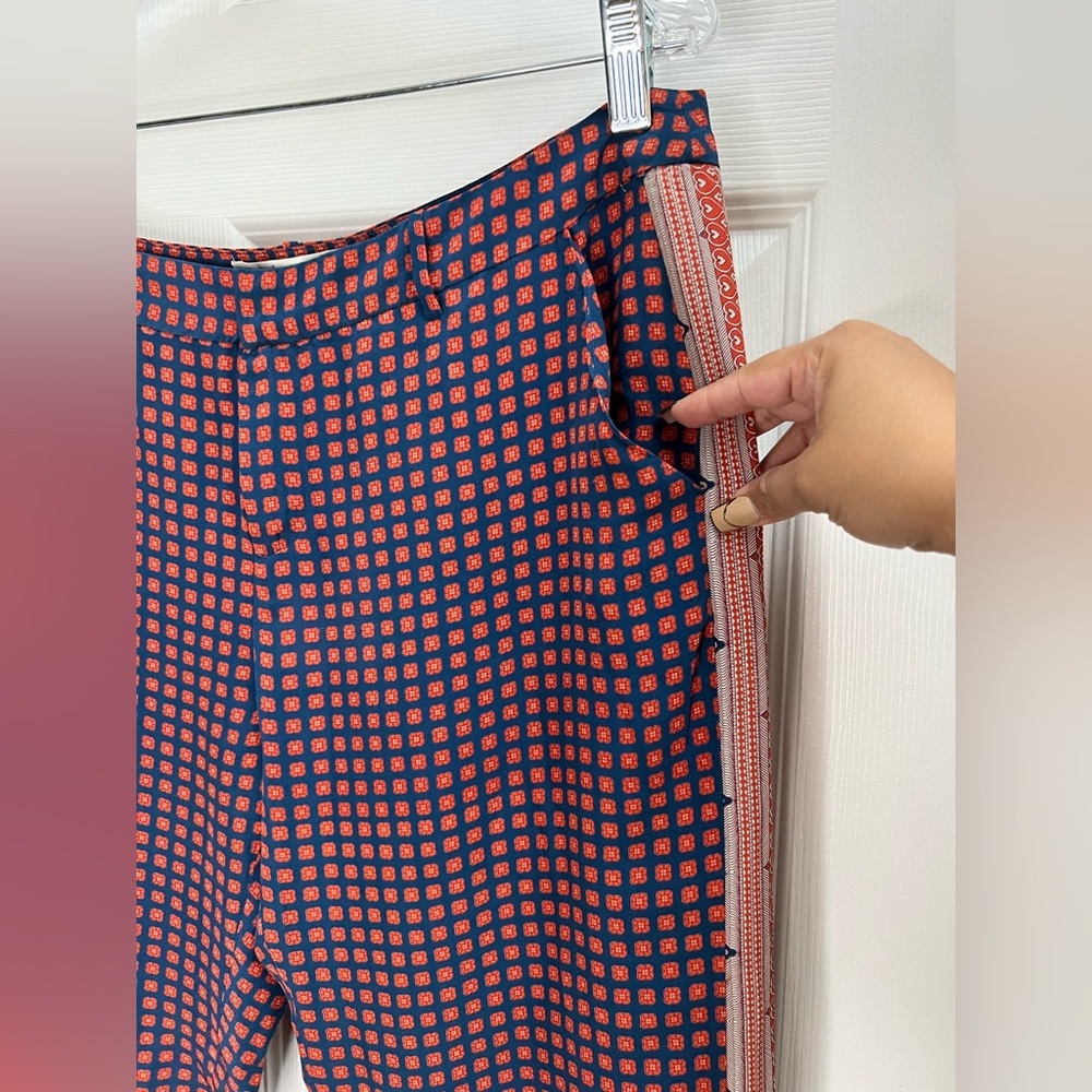 NWT Joie Olaya 100% Silk Printed Trousers Pants Mallard Blue Size 6 - Picture 6 of 12